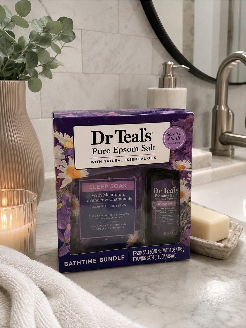 Dr Teal’s Sleep Blend Bath Gift Set Melatonin Lavender Chamomile Epsom Salt NIB